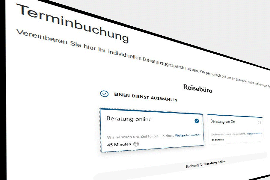 Bild einer Homepage mit Terminbuchungsfunktionalität
