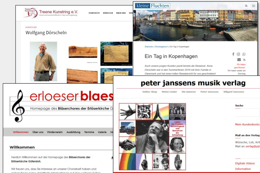 Darstellung verschiedener Websites